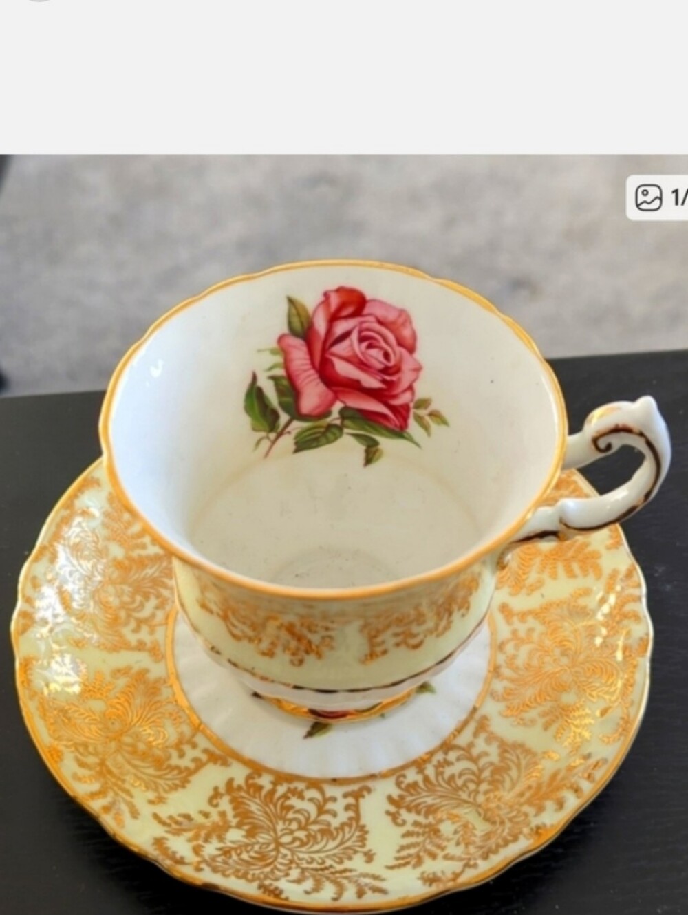 PARAGON Fine Bone China Floating Red Rose Teacup And Saucer Set
